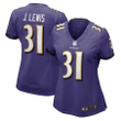 Jamal Lewis 31 Baltimore Ravens Women's Game Retired Player Jersey - Purple
