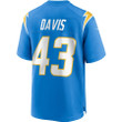 Michael Davis 43 Los Angeles Chargers Game Jersey - Powder Blue