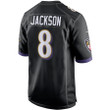 Lamar Jackson 8 Baltimore Ravens Game Jersey - Black