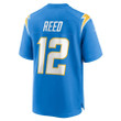 Joe Reed 12 Los Angeles Chargers Game Jersey - Powder Blue