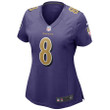 Lamar Jackson 8 Baltimore Ravens Women's Alternate Game Player Jersey - Purple