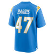 Josh Harris 47 Los Angeles Chargers Game Jersey - Powder Blue