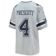 Dak Prescott 4 Dallas Cowboys Youth Inverted Team Game Jersey - Silver