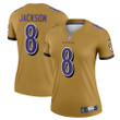 Lamar Jackson 8 Baltimore Ravens Women's Inverted Legend Jersey - Gold