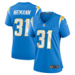 Nick Niemann 31 Los Angeles Chargers Women's Game Player Jersey - Powder Blue