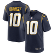 Justin Herbert 10 Los Angeles Chargers Alternate Game Jersey - Navy