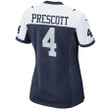 Dak Prescott 4 Dallas Cowboys Women's Alternate Game Team Jersey - Navy