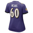 Steven Means 60 Baltimore Ravens Women's Game Player Jersey - Purple