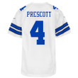Dak Prescott 4 Dallas Cowboys Youth Game Jersey - White