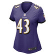 Justice Hill 43 Baltimore Ravens Women's Game Jersey - Purple