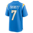 Gerald Everett 7 Los Angeles Chargers Player Game Jersey - Powder Blue