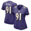 Rayshad Nichols 91 Baltimore Ravens Women's Game Player Jersey - Purple