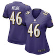 Nick Moore 46 Baltimore Ravens Women's Game Player Jersey - Purple