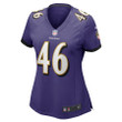 Nick Moore 46 Baltimore Ravens Women's Game Player Jersey - Purple