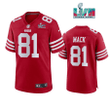 Austin Mack 81 San Francisco 49Ers Super Bowl LVII Men Game Jersey- Scarlet