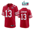 Keesean Johnson 13 San Francisco 49Ers Super Bowl LVII Men Game Jersey- Scarlet