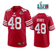 Oren Burks 48 San Francisco 49Ers Super Bowl LVII Men Game Jersey- Scarlet