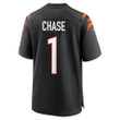 Ja'Marr Chase 1 Cincinnati Bengals Super Bowl LVII Champions Men Game Jersey - Black