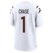 Ja'Marr Chase 1 Cincinnati Bengals Super Bowl LVII Champions Men Game Jersey - White