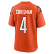 Drue Chrisman 4 Cincinnati Bengals Super Bowl LVII Champions Men Alternate Game Jersey - Orange
