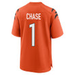 Ja'Marr Chase 1 Cincinnati Bengals Super Bowl LVII Champions Men Alternate Game Jersey - Orange