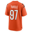 Jay Tufele 97 Cincinnati Bengals Super Bowl LVII Champions Men Alternate Game Jersey - Orange