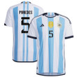Argentina Champions Three Stars Leandro Paredes 5 Men Home Jersey