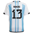 Argentina Champions Three Stars Cristian Romero 13 Youth Home Jersey