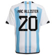 Argentina Champions Three Stars Alexis Mac Allister 20 Youth Home Jersey