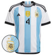 Argentina Champions Three Stars Gonzalo Montiel 4 Youth Home Jersey