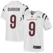 Joe Burrow 9 Cincinnati Bengals Super Bowl LVII Champions Youth Game Jersey - White
