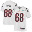 Josh Tupou 68 Cincinnati Bengals Super Bowl LVII Champions Youth Game Jersey - White