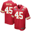 Michael Burton 45 Kansas City Chiefs Super Bowl LVII Champions Men Game Jersey - Red