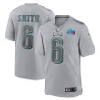 DeVonta Smith 6 Philadelphia Eagles Super Bowl LVII Patch Atmosphere Fashion Game Jersey - Gray