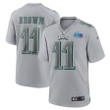 A.J. Brown 11 Philadelphia Eagles Youth Super Bowl LVII Patch Atmosphere Fashion Game Jersey - Gray