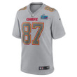 Travis Kelce 87 Kansas City Chiefs Youth Super Bowl LVII Patch Atmosphere Fashion Game Jersey - Gray