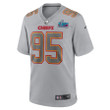 Chris Jones 95 Kansas City Chiefs Super Bowl LVII Patch Atmosphere Fashion Game Jersey - Gray