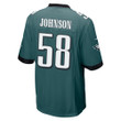Kyron Johnson 58 Philadelphia Eagles Super Bowl LVII Champions Men Game Jersey - Midnight Green
