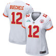 Shane Buechele 12 Kansas City Chiefs Super Bowl LVII Champions Women Game Jersey - White