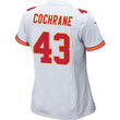 Jack Cochrane 43 Kansas City Chiefs Super Bowl LVII Champions Women Game Jersey - White