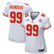 Khalen Saunders 99 Kansas City Chiefs Super Bowl LVII Champions Women Game Jersey - White