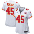 Michael Burton 45 Kansas City Chiefs Super Bowl LVII Champions Women Game Jersey - White