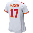 Mecole Hardman 17 Kansas City Chiefs Super Bowl LVII Champions Women Game Jersey - White