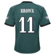 A.J. Brown 11 Philadelphia Eagles Super Bowl LVII Champions Youth Game Jersey - Midnight Green