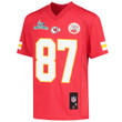 Travis Kelce 87 Kansas City Chiefs Super Bowl LVII Champions Youth Game Jersey - Red