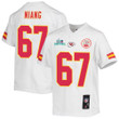 Lucas Niang 67 Kansas City Chiefs Super Bowl LVII Champions Youth Game Jersey - White
