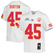 Michael Burton 45 Kansas City Chiefs Super Bowl LVII Champions Youth Game Jersey - White