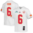 Bryan Cook 6 Kansas City Chiefs Super Bowl LVII Champions Youth Game Jersey - White
