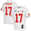 Mecole Hardman 17 Kansas City Chiefs Super Bowl LVII Champions Youth Game Jersey - White