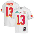 Nazeeh Johnson 13 Kansas City Chiefs Super Bowl LVII Champions Youth Game Jersey - White